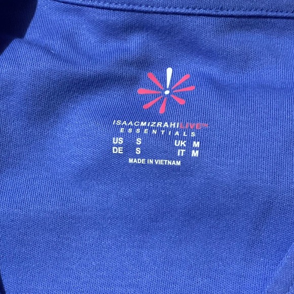 Isaac Mizrahi Live! Small Short Sleeve Blue 100% Cotton Tunic Top - Picture 2 of 6